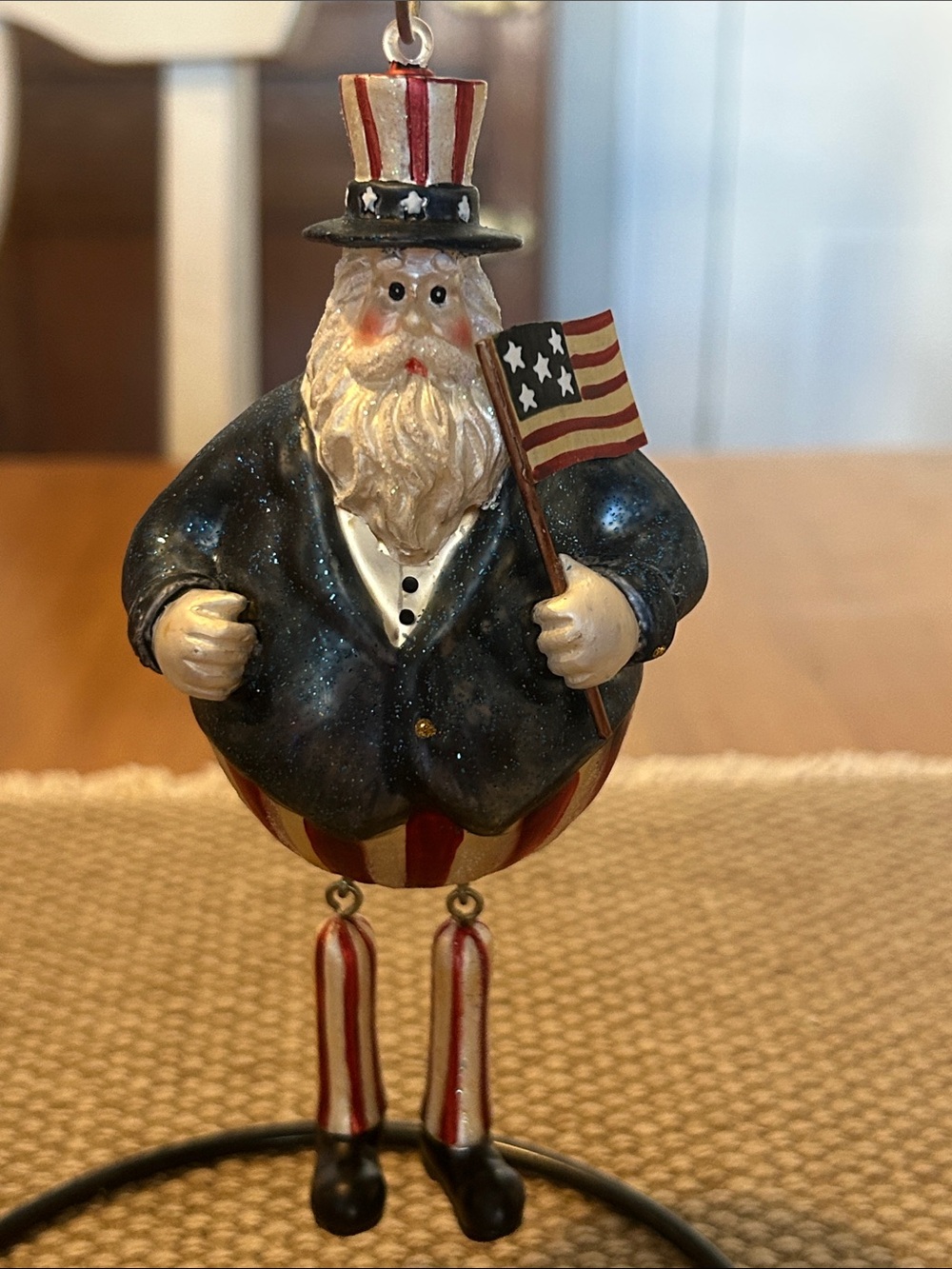 Patriotic Uncle Sam Holiday Ornament - Red, White & Blue
